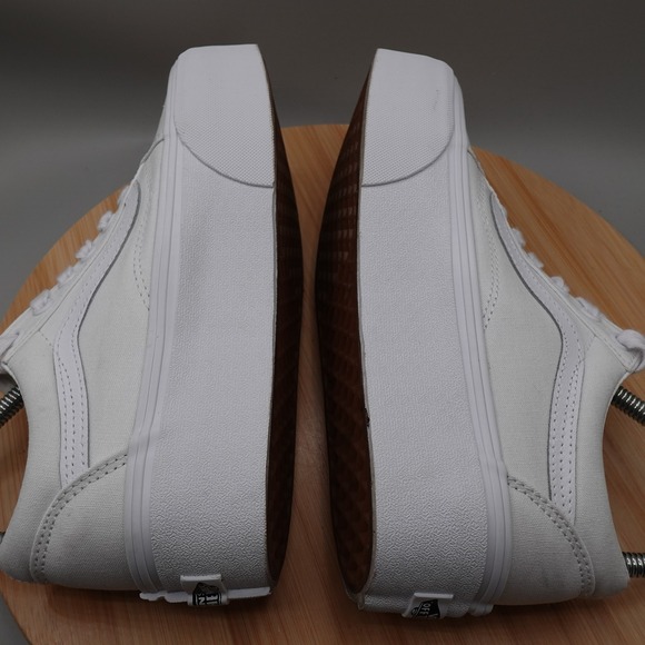 Vans Shoes Women 6.5 White Old Skool Stacked Platform Sneakers Skate Road Flaw - Picture 7 of 11